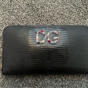 Dolce & Gabbana Black Textured Wallet with Colorful Logo